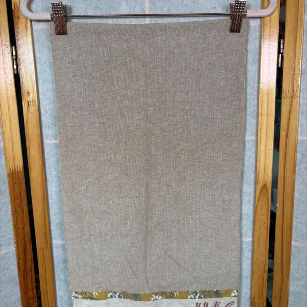 Pier 1 Imports Table Runner 13x72 Tan Embroidered Boho Floral Bird Applique